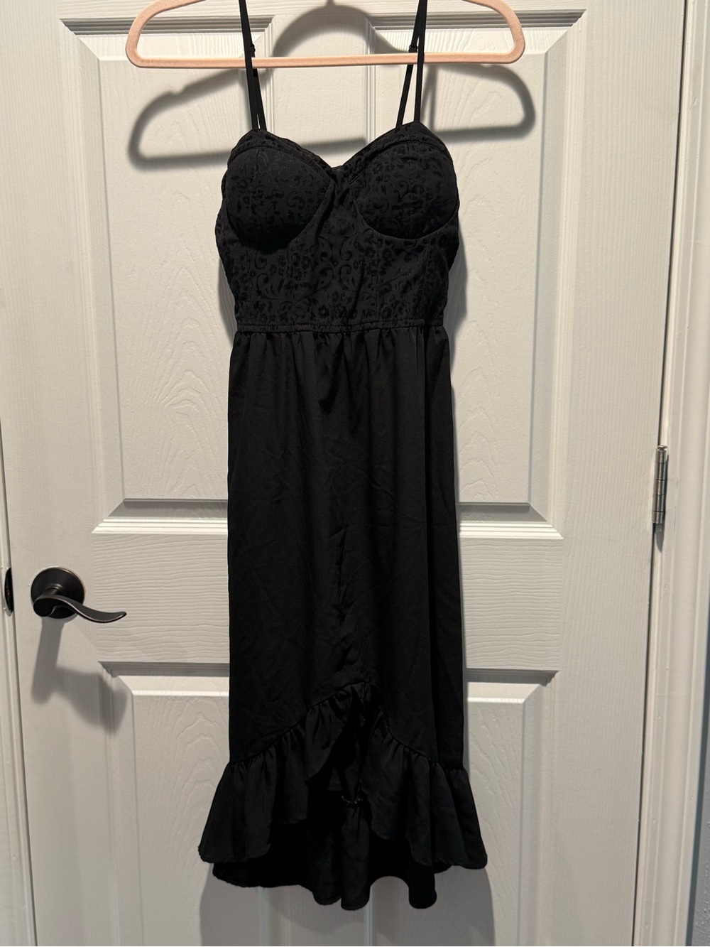 Free People Black Ruffle-Hem Midi Dress - Picture 2 of 5
